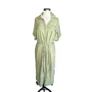 FAITHFULL THE BRAND Green Gigi Utility Belted Shirt Dress Women's Size‎ 4